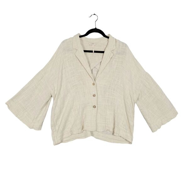 FREE PEOPLE OB1159041 Cream Oversized Lightweight Jacket Lagenlook SIZE XS - Picture 1 of 10